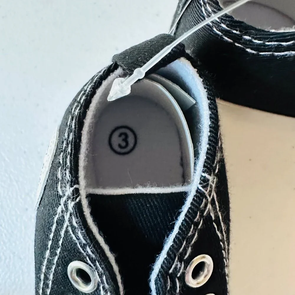 Baby High Top Sneakers Shoes Black Canvas Sneakers Baby 12-18 months Size 3